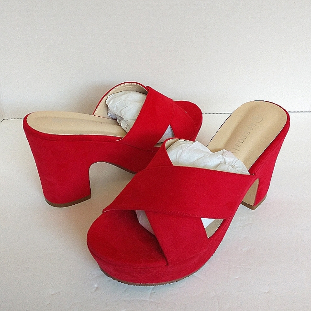 New w/o Box Sexrosly Faux Suede Semi-Wedge Dress Sandal Size 38 (7.5) - Picture 3 of 7